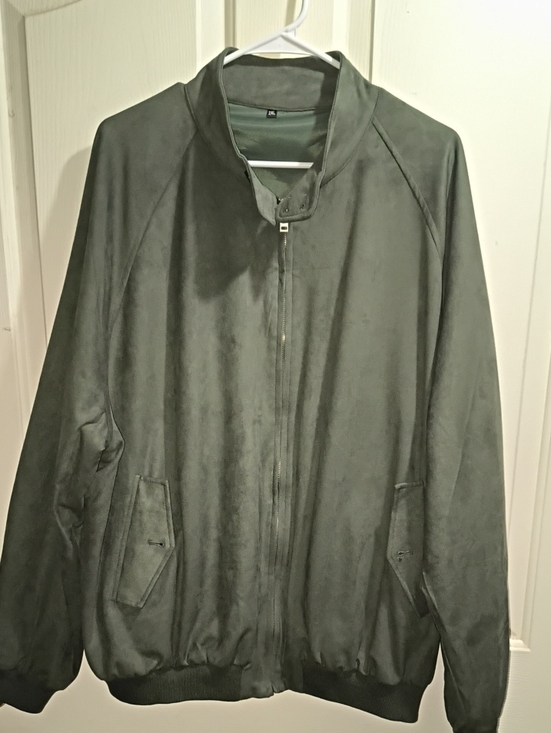 Other - Men's Suede-Effect Bomber Jacket - Dark Green